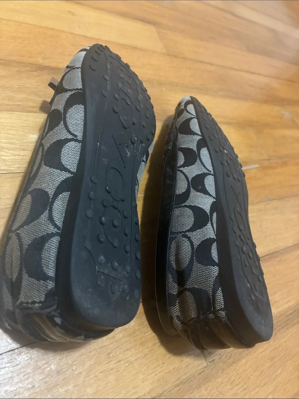 Coach Black and Gray Signature Canvas Loafers Authentic sz 7.5